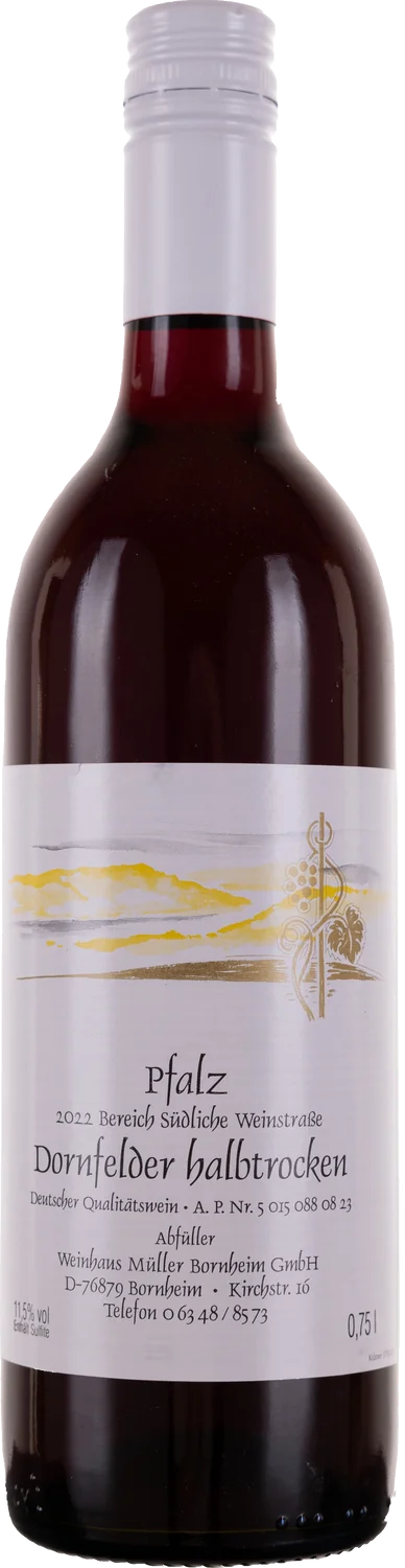 Dornfelder halbtrocken Flasche Pfälzer Alkohol, Getränk, Roter Wein, Flasche